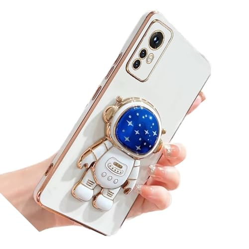 Nadoli für Xiaomi Redmi Note 12S Blau Stern Astronaut Versteckt Ständer Hülle,Karikatur Ultra Dünn Überzug Galvanisierte Astronaut Ständer Weiche Silikon Kratzfest Handyhülle Schutzhülle