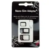 3 in 1 Nano-SIM-Adapter 4 in 1 Nano auf Micro; Nano auf Standard-SIM-Karte und Micro-to-SIM-Karte + Entferner für SIM-Karten.