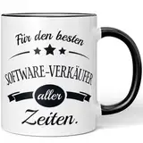 JUNIWORDS Tasse, Für den besten Software-Verkäufer aller Zeiten, Schwarz (6101640)