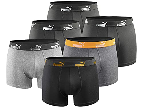 PUMA Herren Boxershort Limited Statement Edition 6er Pack - Anthracite-Black-Orange New - Gr. XL