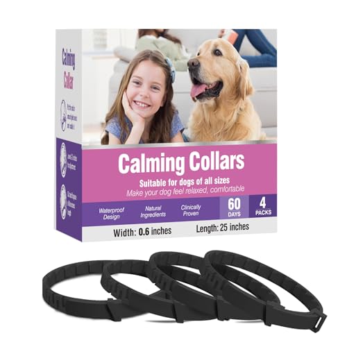 Beruhigungshalsband FüR Hunde Anti Stress Halsband Hund Lindert Trennungsangst Und Lindert Stress Bei Hunden Calm Halsband FüR Kleine Hunde Verstellbares Wasserdichtes Hundehalsband 25 Zoll 4er-Pack