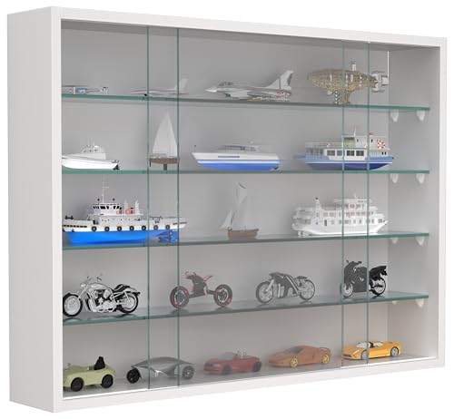 VCM Glasvitrine hängend | Vitrine Glas mit ESG-Sicherheitsglas | Maße ca. H. 55 x B. 75 x T. 12 cm | Hängevitrine Glas | Modern und platzsparend | Glas Vitrinenschrank - Drivalo L