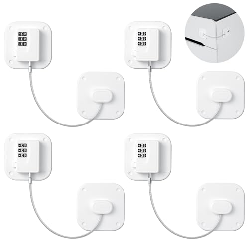 AiQInu Kühlschrank Schlos Ohne Bohren, Kindersicherung Schranksicherung mit Digitalem Passwort, Fenster Sicherungen Kinder, FüR Kühlschränke, Waschmaschinen, Schränke, Fenster(4PCS)