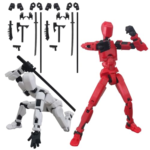 YANGUN 2 Stück T13 Action Figure, Titan 13 Action Figure, Actionfiguren mit Mehreren Gelenken with 5 Types of Weapons and 3 Types of Hands, 3D Druck von beweglichen Figuren, Nice Gifts for Friends