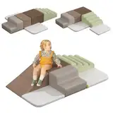 BanaSuper Schaumstoff-Kletterblöcke für Kinder – Baby Soft Climber Spielset, Indoor-Hindernisparcours, Montessori Spielzeug für Kleinkinder, Grobmotorik-Entwicklung, Grau