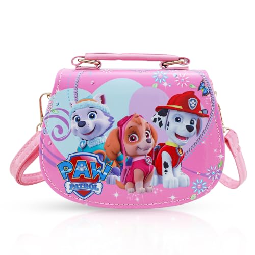 Chukua Kinderhandtasche Dog- Patrol Tasche Hund Umhängetasche Kinder Mädchen Dog Handtasche Kindertasche Schultertasche mit Verstellbarem Gurt zum Ausgehen oder Reisen, Geschenke für Mädchen Girls