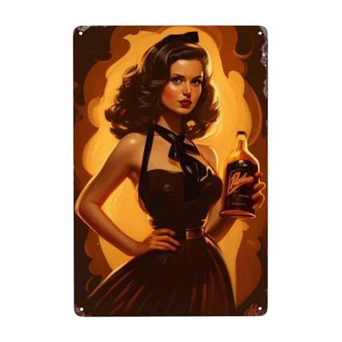 Sexy Biermädchen, einzigartig, professioneller Bierverkäufer, Sprecher, Metallschild, Vintage, lebendig, Neo, traditionelle Frauen-Dekoration, Wandkunst, Bierliebhaber, rustikal, fesselnde Schilder,