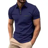 Generisch Prime of Day,Herren Basic Poloshirt Kontrast Kurzarm Polohemd Kragen T-Shirt,Poloshirt Mit Brusttasche,Herren Poloshirt Slim Fit,Coupons Rabatt