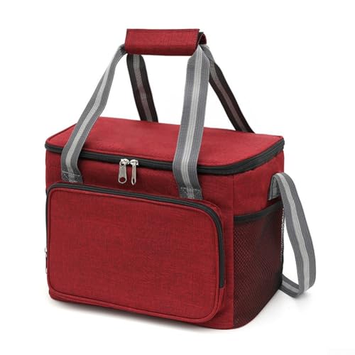 Homefurnishmall Tragbare Schulter-Isolationstasche, tragbare Thermotasche, Outdoor, große Kapazität, Lunchtasche, auslaufsicher, Lunchbox, Handtasche (Rotwein)