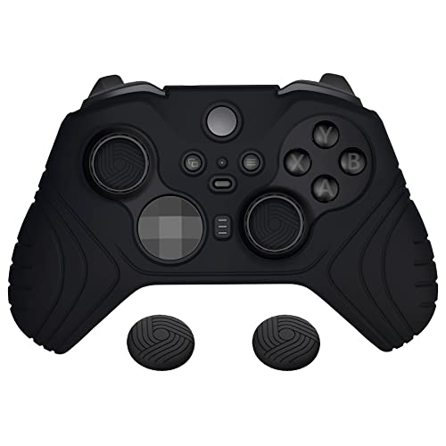 PlayVital Hülle für Xbox Elite Wireless Controller Series 2,Case Anti-Rutsche Schutzhülle ergonomische Hülle Cover & Thumbstick Kappen für Xbox Elite Series 2(Samurai Edition,Schwarz)