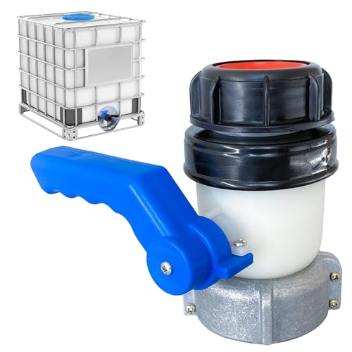 Chengshi IBC-Adapter-Kugelhahn DN50 75 mm IT auf S60 x 6, IBC-Tank-Zubehör-Adapter-Auslass-Steuerventil für IBC-Container-Wassertank (DN50 (75 mm))