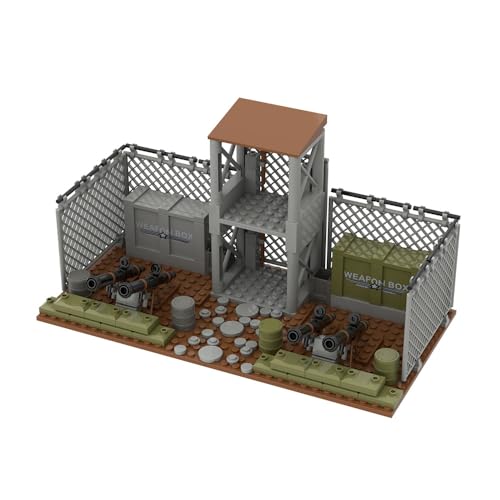 YLtremker Militär Gefechtsstand Bausteine mit Waffen, 140 Teile WW2 Militär Kriegsszene Sandsack Wachturm Stützpunkte Architektur Modell Bausatz Spielzeug