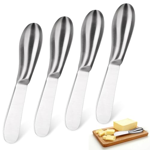 Giantree 4 Stück Buttermesser Klein, Edelstahl Käsemesser Dessertmesser brötchenmesser Tafelmesser Marmelade Messer Küchenwerkzeug Besteck für Butter, Käse und Gebäckherstellung 13,5x2,4cm