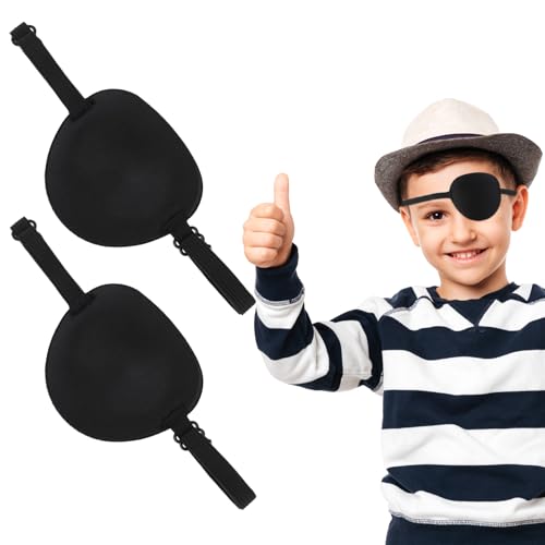 Qianyu 2 Stück Augenklappen Pirate 3D-Verstellbare Augenmaske Eine Amblyopie Augenabdeckung Cosplay Augenklappe Lazy Eye Medizinische Augenmaske für Cosplay-Kostüm für Erwachsene Strabismus Karneval