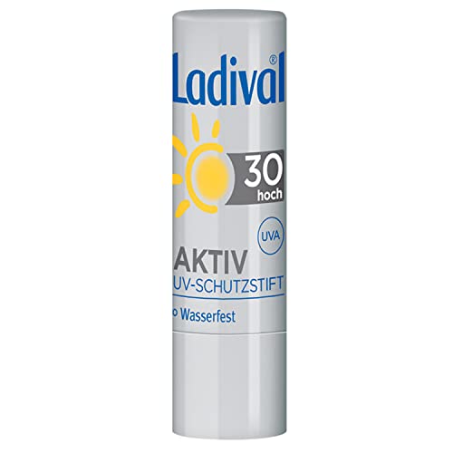 Ladival Aktiv UV-Schutzstift LSF 30 – Lippenpflege mit UV-A- und UV-B Sonnenschutz - mit pflanzlichen Ölen und Vanille-Geschmack – ohne Farb- und Konservierungsstoffe – wasserfest – 1 x 4,8 g