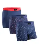 DANISH ENDURANCE Herren Boxershorts, 3er Pack Classic Unterhosen aus weicher Baumwolle, Retroshorts, Cotton Essential, Schwarz, Grau, Blau (Mehrfarbig (1x Blau/Rot, 1x Blaues Logo, 1x Rotes Logo), l)