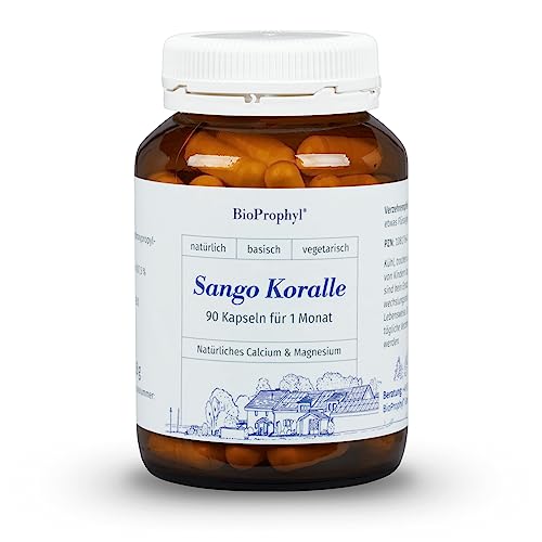 BioProphyl® Sango Koralle maritim 700 mg Calcium und 300 mg Magnesium 1.000 mg rein natürliches Sango Meereskorallenpulver natürliche Kalzium + Magnesium Quelle 90 pflanzliche Kapseln im Monatsvorrat