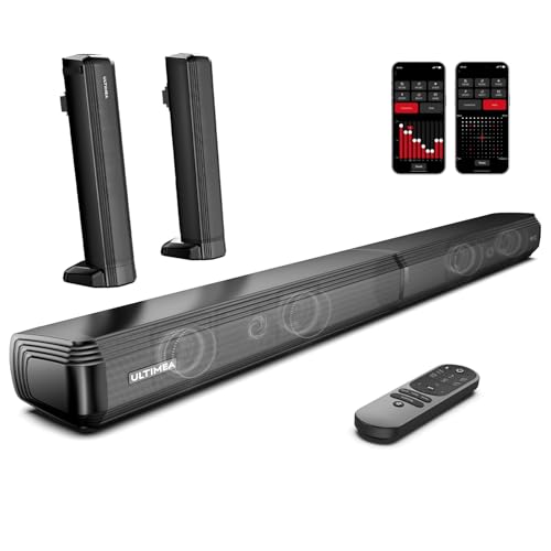 ULTIMEA 2.2-Kanal Soundbar für TV Geräte, App, teilbare 2-in-1 Soundbar für Fernseher, Bluetooth 5.3, TV-Lautsprecher mit 3 EQ-Modi und verstellbarem Bass, ARC/Optisch/Aux, Apollo S40, 2025 Version