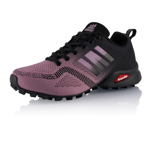 Fusskleidung® Damen Herren Wanderschuhe Atmungsaktive Trail Running Trekkingschuhe Lila Schwarz EU 40
