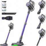 Suirviz Akku Staubsauger Kabellos, 500W/40000Pa/40 Min Akkustaubsauger mit Selbststehende, Leichter Stabstaubsauger mit grünem Licht, Ideal für Hartböden, Teppiche, Tierhaare