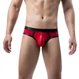 RUMAOZIA Herren Leder Slips Lack glänzend Optik sexy Unterwäsche Boxer Slips Schwarz Dessous Bikini Strings Höschen Erotische Strings für Herren Reizwäsche Clubwear Slips Tanga Shorts Kurz Hose