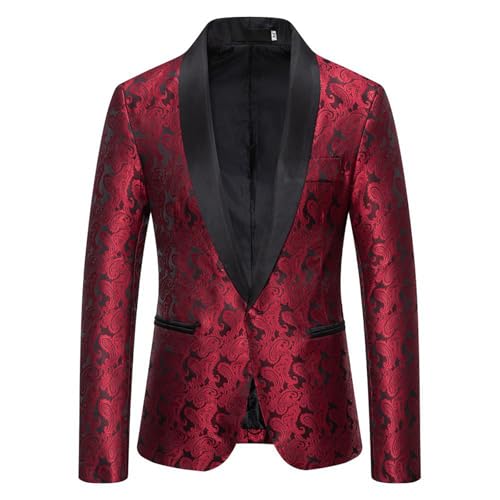 Glitzer Anzug Herren, Herren Pailletten Sakko Gold Glitzer Blazer Slim Fit Hochzeit Mantel Langarm Smokingjacke Herrenjacke Performance-Kostüm für Hochzeit und Party Formelle Kleidung für Herren