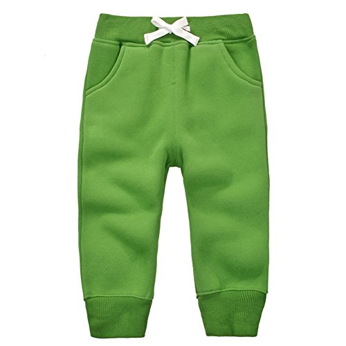 CuteOn Unisex Kinder Elastisch Taille Baumwolle Warm Hose Baby Trousers Unterteile Gras-Grün 4Jahre