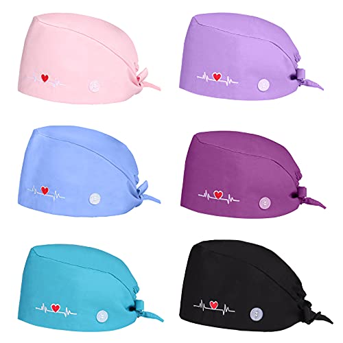 Comius Sharp Frosted Fluffy Turban 6 Stücke Verstellbare Arbeitskappen, Schrubben Kappe mit Schweißband für Frauen und Männer Körperpflege Bedarf