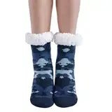 Hisonwel Kinder Slipper Socken Jungen Mädchen Anti-Rutsch-Socken mit Sherpa-Futter Kindersocken（8-12 Jahre）