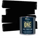 THE ONE Paint & Primer: die langlebigste Holzfarbe, Schrankfarbe, Eingangstür, Wände, Badezimmer, Küche, Fliesenfarbe - schnelltrocknende Farbe für Innen- / Außenbereiche (Schwarz Mattfinish, 250ml.)