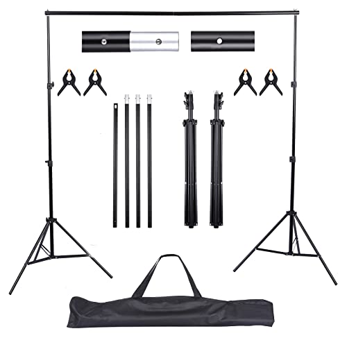 UNIDEAL Hintergrund Ständer 2 x 3M, Verstellbarer Hintergrund Stützsystem Satz, greenscreen ständer, fotohintergrund ständer, Hintergrundgestell mit 4 Stück ederzwingen für Fotografie Video Porträt.