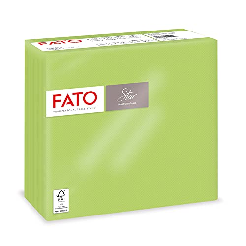 Fato, Einwegpapierservietten, Softness und Softness, Packung mit 40 Servietten, Größe 38x38 gefaltet in 4, 2-lagig, Farbe Apfelgrün, 100% reines Zellulosepapier, FSC-zertifiziert