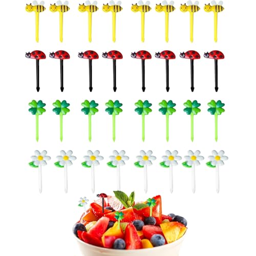 32 Stück Piekser Fingerfood Kinder, Obstgabeln Kinder Snack Piekser Kinder Spieße Fingerfood Kinder Für Erwachsene Desserts Obst Mittagessen Party