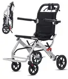 Broobey Rollstuhl faltbar für Erwachsene (6.8KG), Doppelbremsen leicht Transportrollstuhl klappbar für Senioren, 120 Kg Belastbar