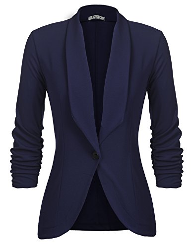 UNibelle Blazer Damen Elegant Sakko Sportlich Longblazer Business 3/4 Arm lang Jacke Festlich Slim Fit Sommer Navyblau 3XL