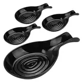 4 Stück Kunststoff-Löffelablagen, Schwarz Kunststoffe Küchenutensilienhalter für Löffel, Küchenutensilienhalter für Schöpfkellen, Zangen, Spatel, Löffelständer für Utensilienablage Küchenzubehör
