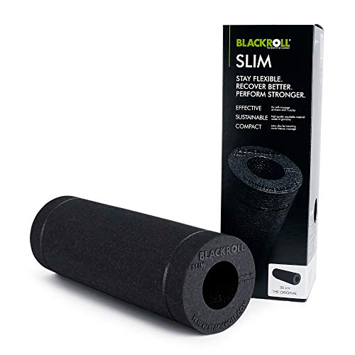 BLACKROLL® SLIM Faszienrolle (30 x 10 cm), Fitness-Rolle zur Selbstmassage von Rücken und Beinen, schmale Massagerolle für Reisen und unterwegs, mittlere Härte, Made in Germany, Schwarz