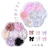 2 Kartons of 700 3D Nails Charm Bows Charms Nail Art Charms Bow Nail Charms Nail Art Dekoration Zauber für Nagelharz Flachback Nagel Perlenperlen Blume Charms