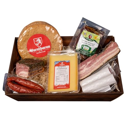 Schlemmerpaket mit Südtiroler Speck, Wurstgeschenk mit Käse, Geschenkkorb mit Salami und Schüttelbrot aus Südtirol Genuss Geschenk-Idee für Männer & Frauen oder als Wander-Brotzeit