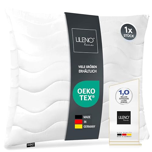LILENO HOME Kopfkissen 50x50 cm [1er Set] als Kissen-Füllung - Bett oder Deko Kissen mit Reißverschluss zum Anpassen - Waschbar bis 95° - Sofa-Kissen & Zierkissen für Couch/Bett