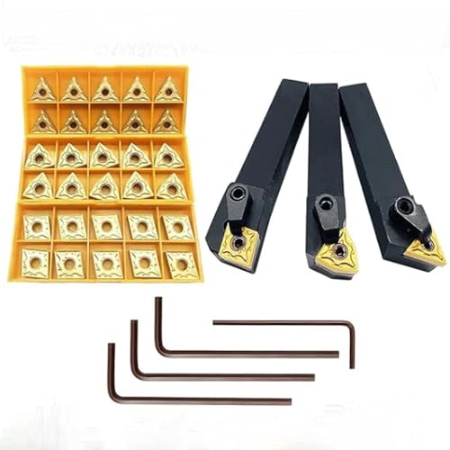 ASZLBYM 5/8" 36Stück Indexierbarer CNC-Drehmaschinen-Excircle-Drehwerkzeughalter,Set MTJNR1616H16 + MWLNR1616H08 + MCLNR1616H12 mit WNMG 431,CNMG431,TNMG331, Massives Hartmetall Einsatzschneider.