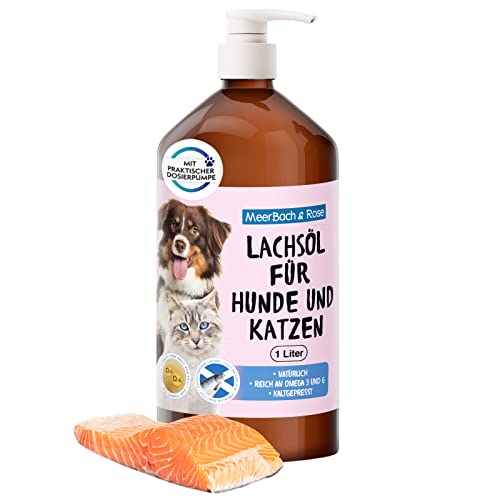 1 Liter Lachsöl für Tiere, Lachsöl für Hunde und Katzen, Barf Öl Hund, Fischöl für Hunde, Naturprodukt