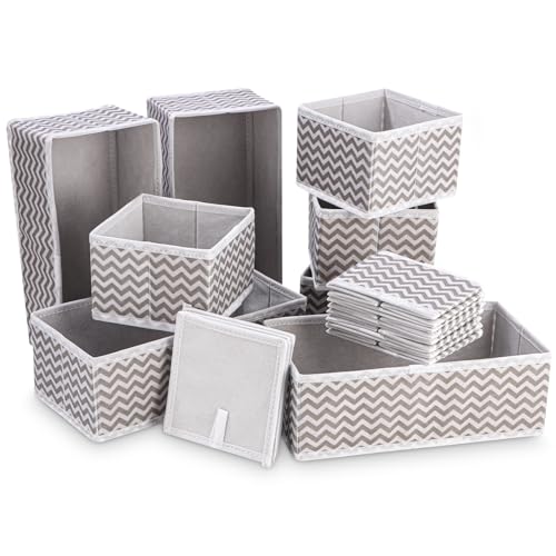 LEAZZLE 12 Stück Schubladen Organizer, Faltbarer Kleiderschrank Organizer, Unterwäsche Organizer, Einfaches Organisieren von Kleidung, Unterwäsche, Socken, Spielzeug, Kleinigkeiten etc