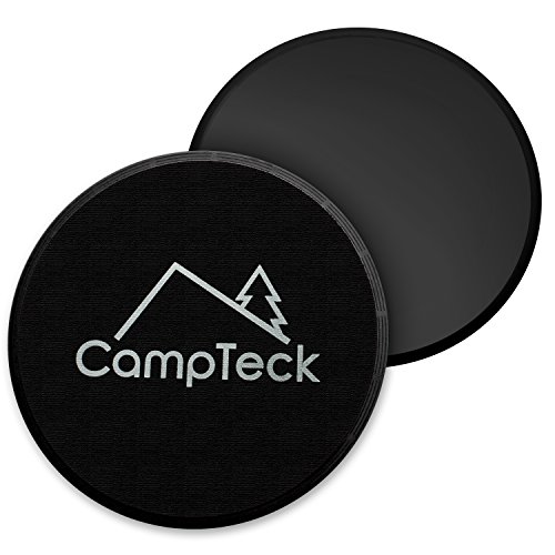 CampTeck U6574 Doppelseitig Core Sliders Gleitscheiben Fitness Gliding Discs fur Hause Training Bauch Workouts & Ganzkörpertraining - Einsatz auf Teppich oder Parkett - Schwarz - 2stk