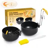 Eierkocher aus Edelstahl, Egg Cooker Zusammenklappbarer Hang Ohr Eierkessel pochierter Eiermacher, Antihaft Eierpocher für perfekte gekochte Eier für Küchenwerkzeug (2 Pcs)