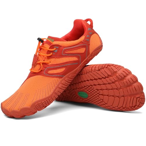 SAGUARO Barfußschuhe Damen Barfussschuhe Herren Outdoor Zehenschuhe Barefoot Shoes Mit Zero-Drop Solhe, Vitality IV - Barfußschuhe Raumfahrt Orange,Gr.40