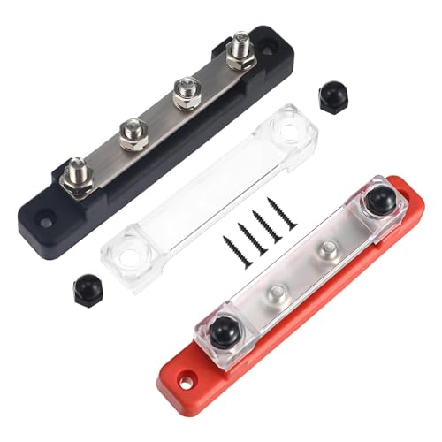 GIONAR 2 Stück Sammelschiene, 12V-48V DC Sammelschienen Verteilerblock, 150A Busbar Stromverteilungsblock mit 4 x M6 Anschlussbolzen, BusBar Box für Autos Wohnmobile Boote