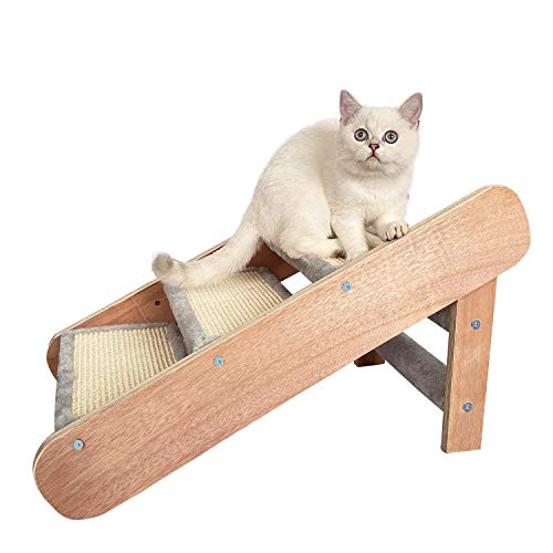 Haustiertreppe für kleine Hunde und Katzen mit 3 Stufen. Hundetreppen und Katzentreppen für kleine und alte Katzen und Hunde. Sofahöhe 38 cm, Sofa, aus Holz + MDF. Zusammenklappbare 2-in-1-Rampe.