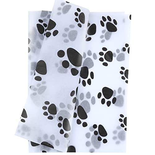 30stk Geschenkpapier Seidenpapier, 50x35cm Hundepfoten-Seidenpapier Seidenpapier zum Verpacken Lose zum Verpacken Weihnachten Hochzeit Geburtstagsfeier DIY-Kunsthandwerk (Weißer Hintergrund)