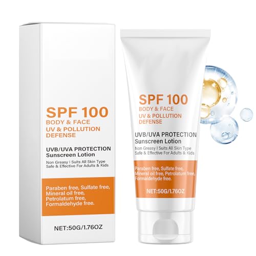 Sonnencreme LSF 100, Sunscreen SPF 100, Sonnenschutzlotion für den Ganzen Körper mit UV-Schutz, Beruhigende Sonnenschutz, Anti-Aging und Feuchtigkeitsspendend Sunblock, Sonnencreme Gesicht (1)